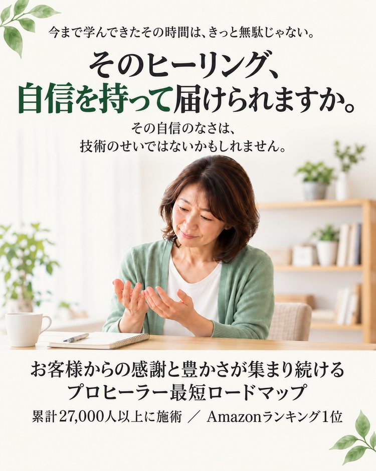 そのヒーリング、自信を持って届けられますか。